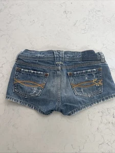 abercrombie kids low rise shortie short denim button up size 9/10 - Picture 1 of 8