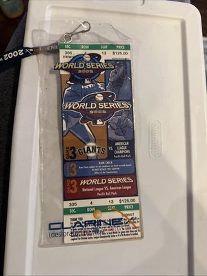 Juego 4 Serie Mundial 2002 boleto completo Barry Bonds Giants Angels Foto 1 de 3