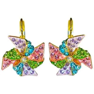 Kirks Folly Enchanted Pinwheel Leverback Earrings GT Multi-Color Enamel - Picture 1 of 3