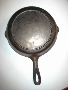 Vintage Nº Sartén de hierro fundido 5 E con anillo térmico caño de doble vertido profundo 8" - Imagen 1 de 13