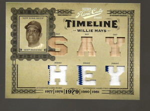 2005 DONRUSS PLAYOFF PRIME CUTS SAY HEY WILLIE MAYS TIMELINE 6X BAT JERSEY 10/50