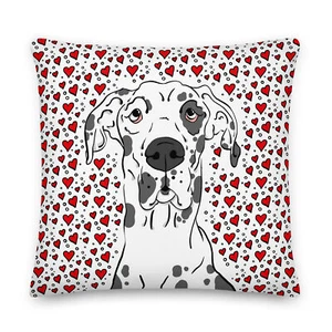 Harlequin Great Dane Dog Pillow Pet Portrait Valentines Day Gift Holiday Decor - Picture 1 of 12