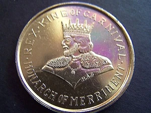1965 Rex (HAS) ONCE UPON A RHYME Gold Aluminum Mardi Gras Doubloon-Partial-Bead - Picture 1 of 1