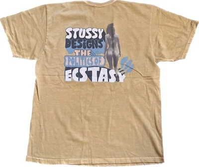 Футболка мужская Stussy Designs The Politics Of Ecstasy большое женское тело РЕДКАЯ б/у в отличном состоянии - Изображение 1 из 4