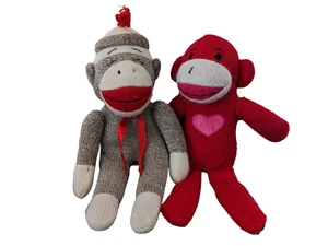Set Of Two 11" Sock Monkeys From Dan Dee & Midwest - Picture 1 of 2