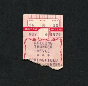 Bob Dylan, Rolling Thunder Revue 1975 Concert Ticket Stub Springfield MA Desire - Picture 1 of 2