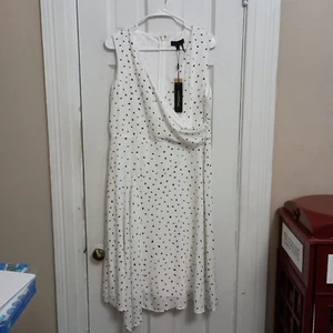 Donna Karen NY Dress NWT Polka Dot Asymmetrical Hem Sleeveless Wrap Sz 12 C4 - Picture 1 of 10