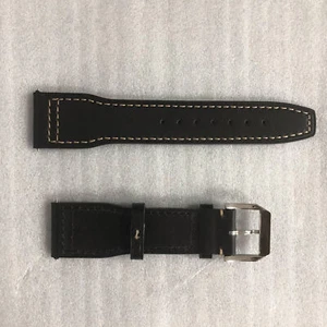 Correa de reloj de puntada de cuero 22*18 mm correa de reloj de cuero mate negro-marrón - Imagen 1 de 4