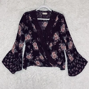 Altar'd State Top Womans Gray Small Whimsygoth Fairy Boho Vamp Witchy - Picture 1 of 11