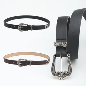 Alloy Buckle Belt Women's Sweater Jeans Belt Vintage Carved Crown Pattern - Picture 1 of 9