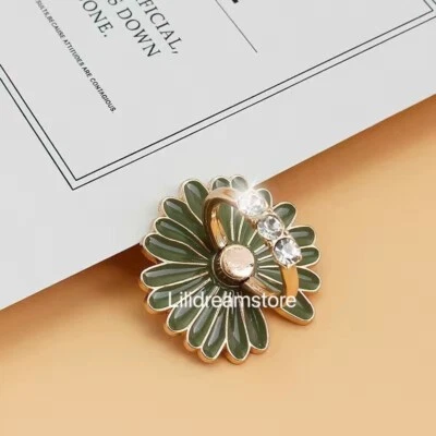 Soporte de anillo de dedo giratorio 360 teléfono celular tableta-cristal flores margaritas  Foto 1 de 4