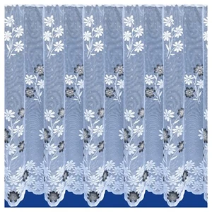 CHARCOAL/GREY COLOUR FLORAL GORGEOUS NET CURTAINS ALL SMALL DROPS (20" - 71") - Picture 1 of 3