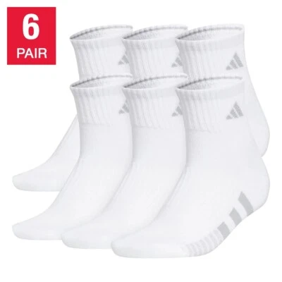 Meias femininas Adidas Aeroready quarto de tornozelo, escolha de 6 pares branco/preto/multicolorido - Imagem 1 de 4
