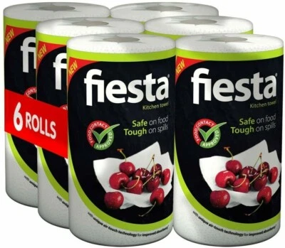 Toalla de cocina Fiesta blanca Jumbo rollos segura para alimentos resistentes a derrames hogar casa Foto 1 de 4