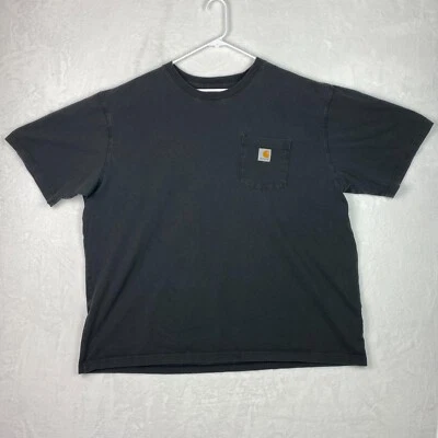 Camisa Carhartt Para Hombres XXL 2XL Negra Logo Cuello Redondo Manga Corta Camisa de Trabajo Bolsillo Foto 1 de 4
