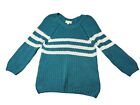 ModCloth Teal Mind Over Alma Mater Striped Sweater womens medium