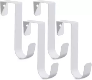 4 Pack over the Door Hooks, Sturdy Metal Single White Door Hanger Hooks for Hang - Picture 1 of 12