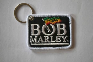"BOB MARLEY" EMBROIDERY KEYRING EMBROIDERED PATCH BADGE KEY CHAIN CHROME RINGS - Picture 1 of 1