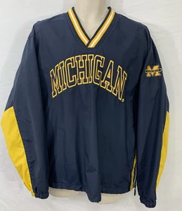 MICHIGAN WOLVERINES U of M Pullover Nylon Windbreaker Jacket LARGE by HOLLOWAY - Picture 1 of 16
