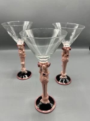 Juego de 3 caniches de cerámica de vidrio Martini Blue Sky Pink de Heather Goldminc 9" Foto 1 de 4