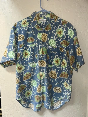 Georges Marciano Guess VTG Blue Hawaiian Shirt Mens Sz M Colorful Retro Dad - Image 1 of 4