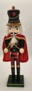 14" Holz Nussknacker Trommler Soldat rot Umhang Goldrand Weihnachtsdeko - Bild 1 von 5