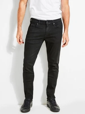 Pantalones de mezclilla para hombre Guess ajustados ajustados recubiertos negros súper elásticos cómodos talla 32 Foto 1 de 4