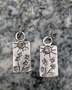Happy Sunny Days Sterling Silver Artisan Handmade Earrings .A3f - Picture 1 of 7