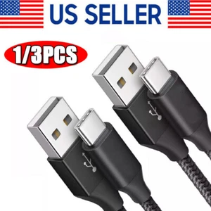 Braided USB C Type-C Fast Charging Data SYNC Charger Cable Cord 3/6/10FT - Photo 1 sur 14