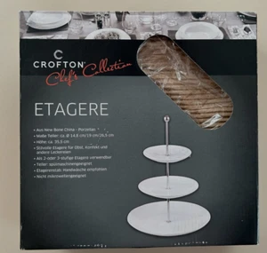 Porzellan Etagere 3-stöckig Etagen Teller Obst Kuchen Servierplatte Stände - NEU - Bild 1 von 2