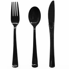 150 Pack Black Plastic Silverware, Black Plastic Cutlery -50 Black Plastic Fo...