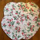 Vintage Set of 5 Vintage Quilted Strawberry Reversible  Placemats Pink Red Green