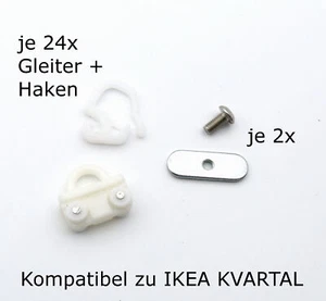 24x Gardinen Gleiter Rollen passend für IKEA KVARTAL Schienensystem Laufschiene - Bild 1 von 5