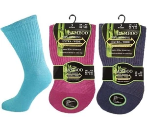 3 Pairs Ladies Bamboo Extra Wide Diabetic Oedema Non Elastic Socks UK 4-8 - Picture 1 of 2
