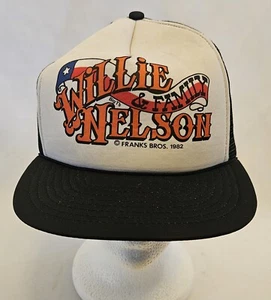 Vintage Willie Nelson Family Mesh Trucker Hat Snapback Cap 1982 BLUE - Picture 1 of 5