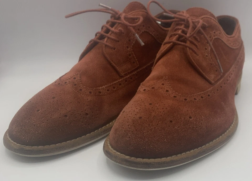 Zapato Hugo Boss Oxford Derby Punta de Ala Gamuza Talla 11/44 Naranja Foto 1 de 4