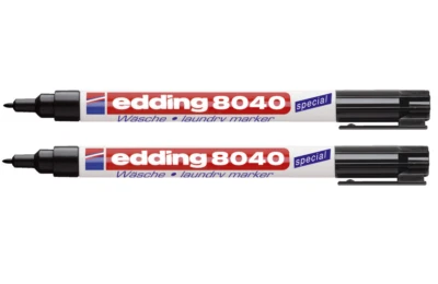 2 x Edding Wäschemarker Textilmarker 8040 schwarz 1 mm laundry marker mit Clip - Bild 1 von 3