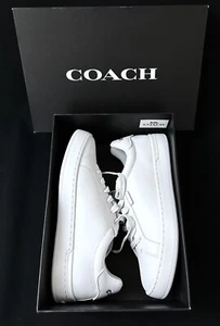 COACH Men's Optic White Lowline Low-top Leather Sneakers Size 8.5D NIB - Picture 1 of 11