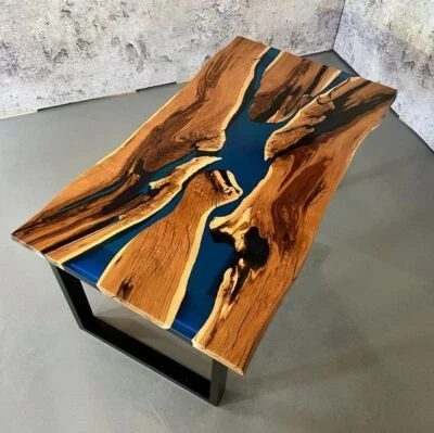 Handmade Home Decor Epoxy Resin Acacia Table Top Custom Order For Kitchen Slab - Image 1 of 2