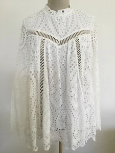 MINISTRY OF STYLE WOMENS IVORY BRODERIE 100% COTTON LONG SLEEVE TOP SIZE 10 BNWT - Picture 1 of 18