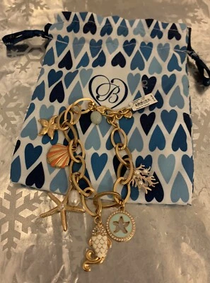 ❤️BRIGHTON PARADISE COVE Coral Fish Starfish GOLD Charm BRACELET JF8353 $118 NWT - Image 1 of 2