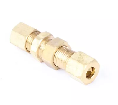 Brass Fairview Bulkhead Tube Fitting, 1/4" Tube OD x  1/4" Tube OD - Image 1 of 3