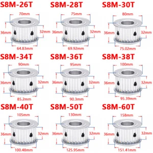 S8M Timing Belt Pulley 26T-60T Synchronous Wheel Sprocket For 30mm Width Belt - Picture 1 of 13