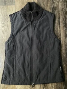 COLUMBIA Quilted Mixed Media Sweater Vest Black Full Dual Action Zip Small - Picture 1 of 10