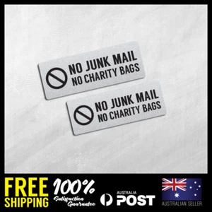 2X NO JUNK MAIL NO CHARITY BAGS - SELF ADHESIVE STICKERS HOME LETTER BOX 90X32mm - Picture 1 of 1