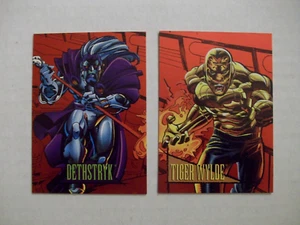 (2) Insertos de láminas rojas Marvel Universe 1993 con DETHSTRYK, TIGER WYLDE - Imagen 1 de 2