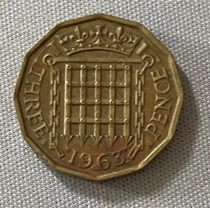 1963 Großbritannien Großbritannien 3 Pence Thruppence Thrupenny Queen Elizabeth II Münze (63c) - Bild 1 von 2