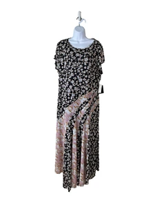 NEW Elouquii Floral Maxi Dress Plus Size 22 Black Pink Floral Wedding Guest - Picture 1 of 15