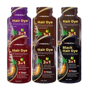 10PCs MEIDU Hair Dye DARK WINE RED Color Shampoo 3in1 for Unisex Women & Men - Picture 1 of 1