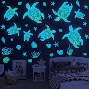 Sea Turtle Wall Decals Stickers Glow in the Dark Vinyl Ocean under Bathroom - Picture 1 of 3